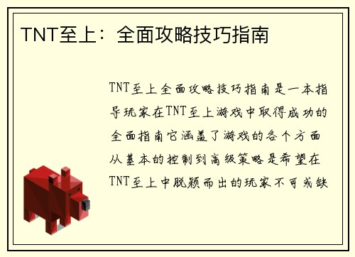 TNT至上：全面攻略技巧指南